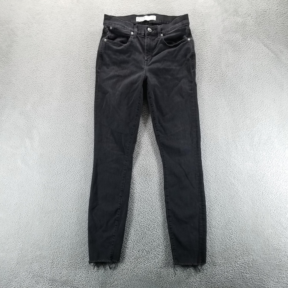 Ayr Jeans Womens 28 Black Skinny Mid Rise Raw Hem Charcoal Stretch Denim